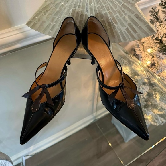 Hermès - Vintage Leather Pumps with Brown Bow - Picture 6 of 9